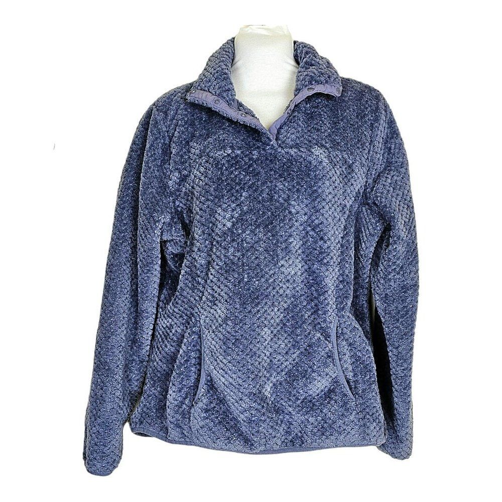 Eddie Bauer Charcoal Gray Textured Quarter Snap Fleece Size M